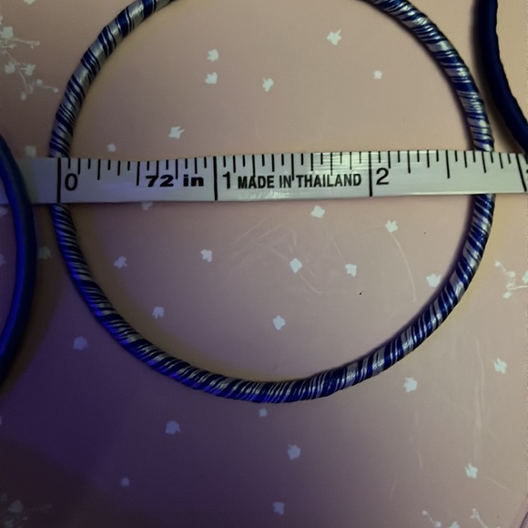 5pc Hand Wrapped Blue String Bangle Bracelets - Picture 8 of 8